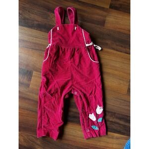 Vintage‎ Pink Corduroy Floral Overalls Size 24 Months